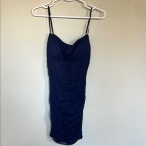 Emerald Sundae Blue Ruched Mini Dress Spaghetti Strap